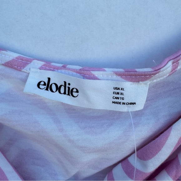 Elodie Abstract Warped Print Long Sleeve Crop Top Pink / White Women Size XL - Picture 13 of 13
